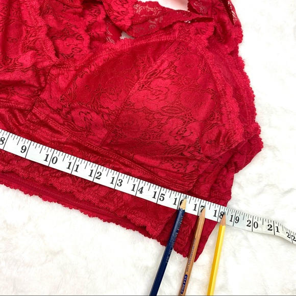 Plus Dark Red Bralette Hourglass Back Lace w.Pads - Picture 8 of 13